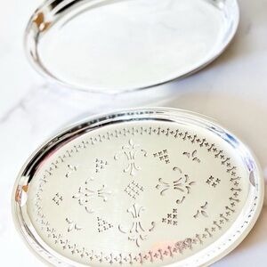 Vintage Italian Silverplate Pierced Serving Tray And Insert Tableware